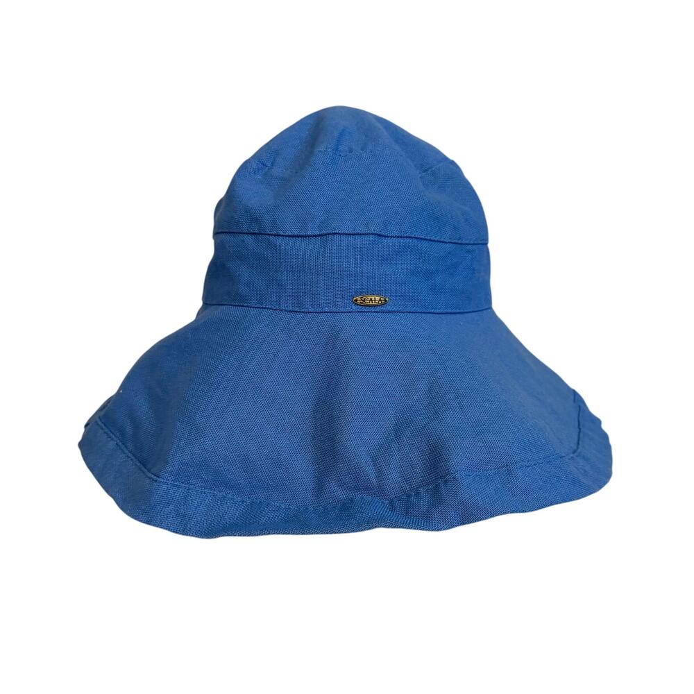 Scala Collezione Sun Hat Blue Wide Brim Canvas Travel Summer Beach One Size